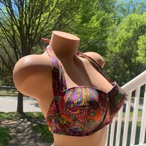 Victoria’s Secret 38C Bikini Top Multicolor Boho Bohemian Sexy Halter Style